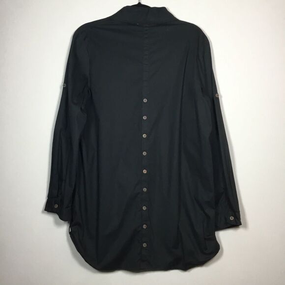 Black shirt dress button down back and front western style pleat front size L - Picture 4 of 8